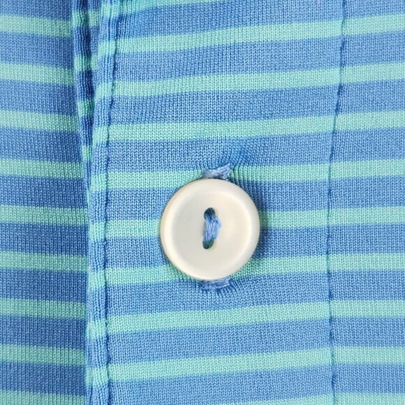 Vineyard Vines Performance Polo Shirt Men Striped Blue Green Stretch Adult Peru - Picture 7 of 16